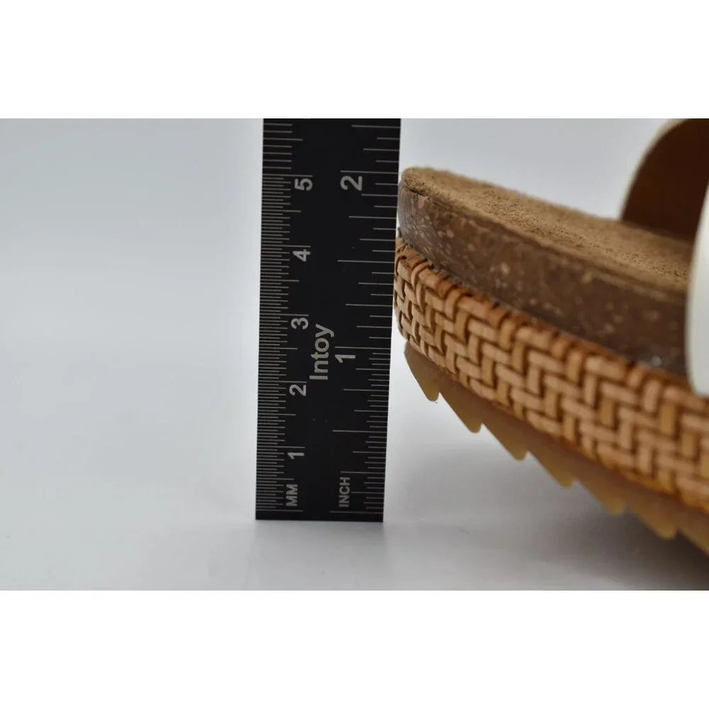 Sofft Womens‎ Size 9.5 Carlana White Leather Woven Open Toe Wedge Sandals Shoes